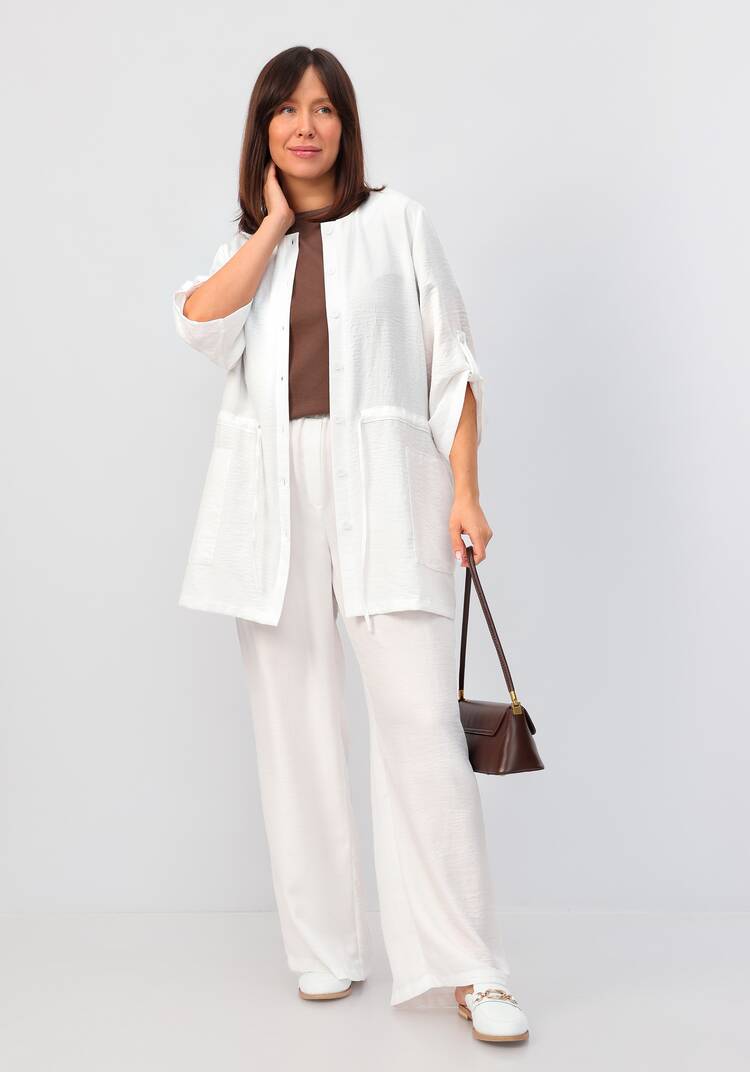 Кардиган на пуговицах с кулиской по талии шир.  750, рис. 47