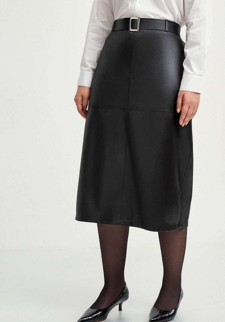 Юбка прямая с декоративными отстрочками шир.  750, рис. 4