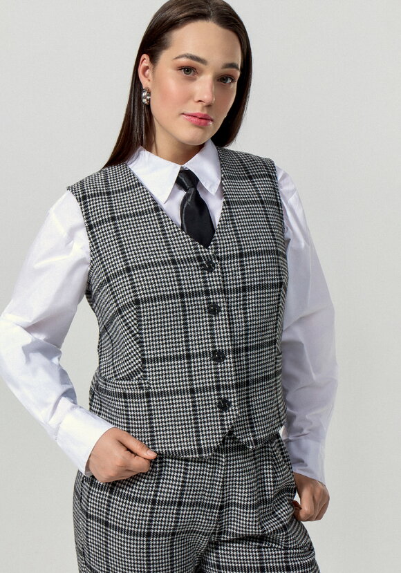 Жилет с принтом клетка шир.  580, рис. 2