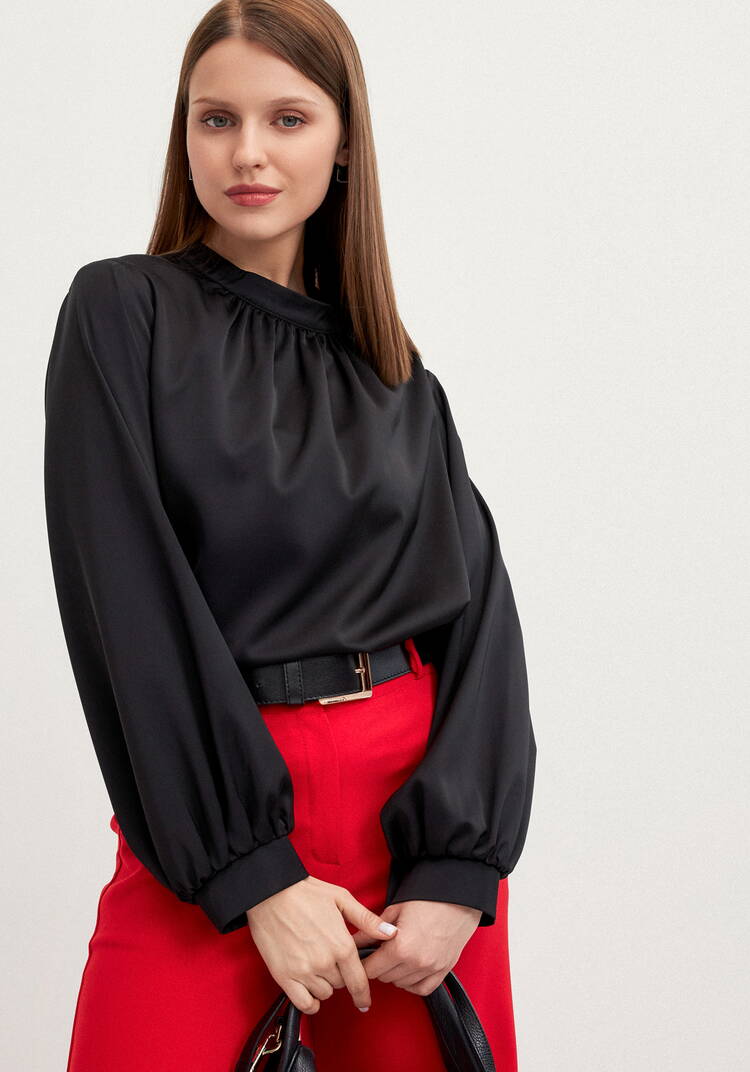 Блуза шелковая с воротником-стойкой шир.  750, рис. 27