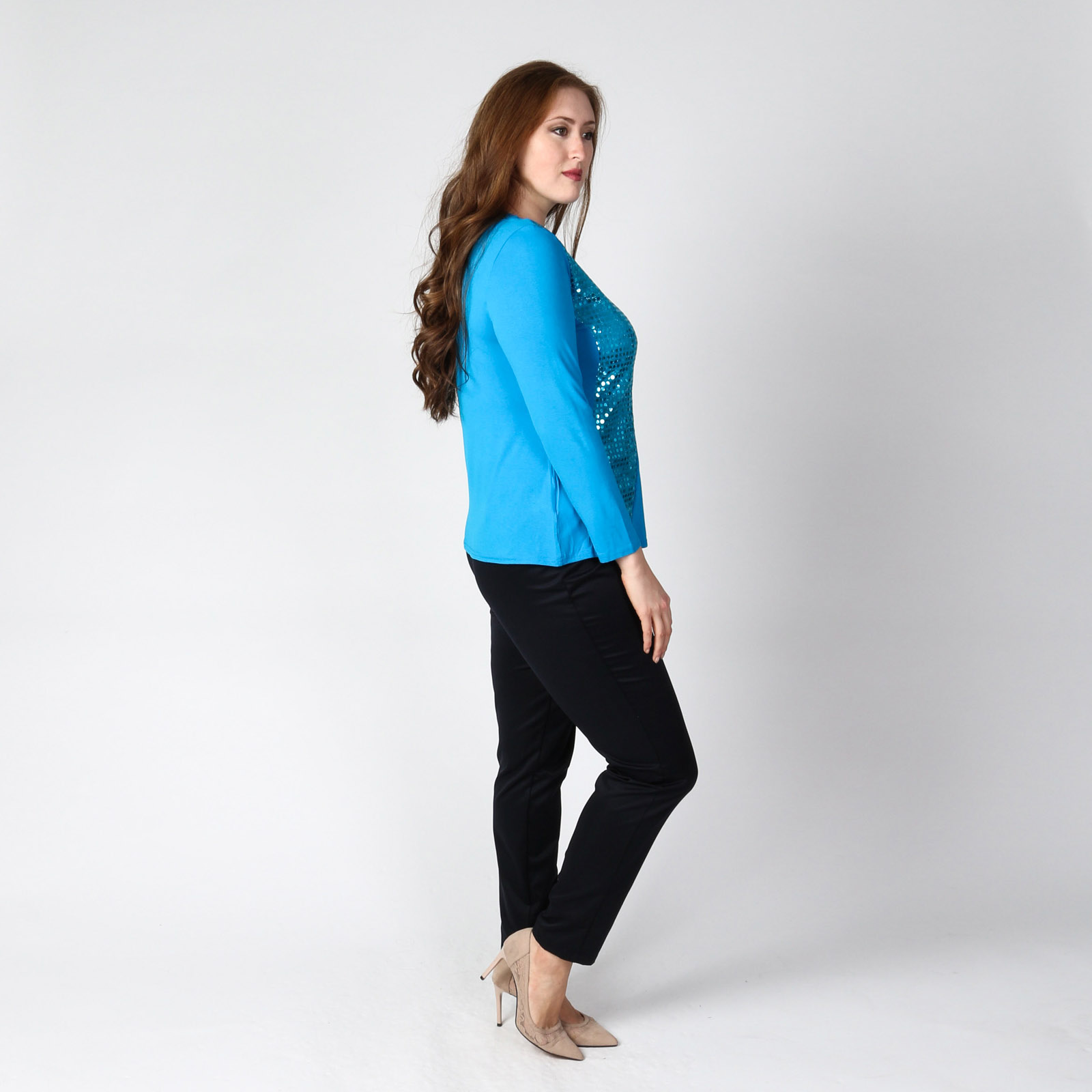 Блузка с оригинальными вставками Bianka Modeno, размер 52, цвет голубой - фото 10