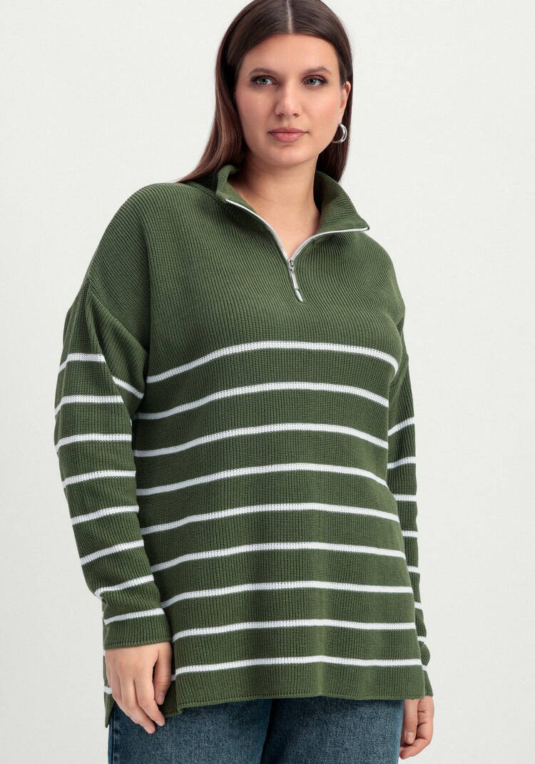 Джемпер в полоску с воротником-поло на молнии шир.  750, рис. 47