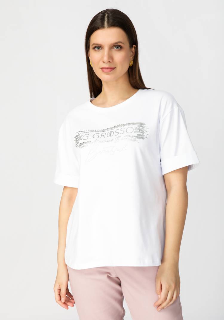 Футболка с принтом и разрезами по бокам шир.  750, рис. 5