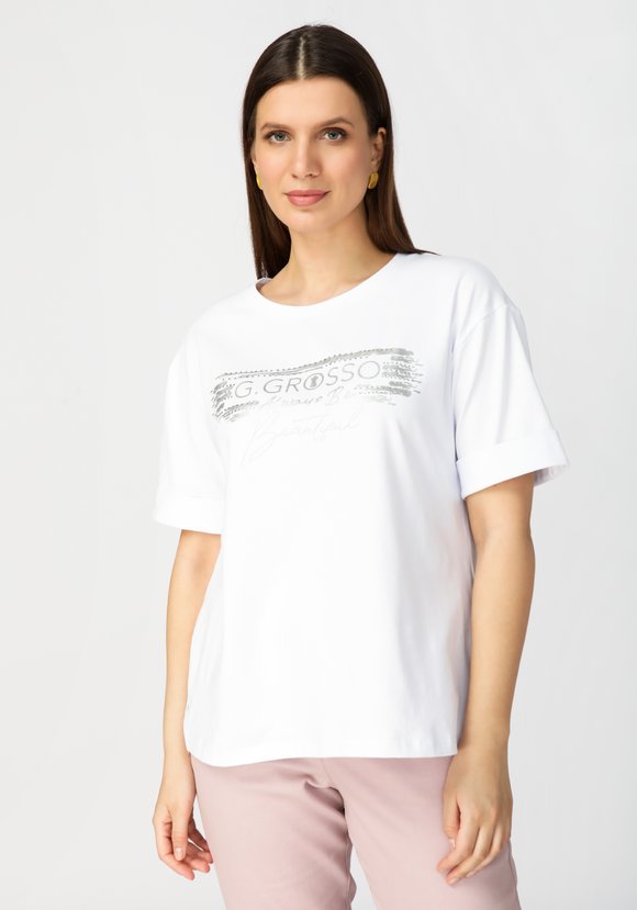 Футболка с принтом и разрезами по бокам шир.  580, рис. 5