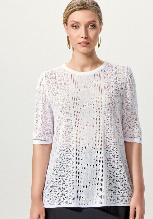 Джемпер с ажурным рисунком и защипами шир.  580, рис. 34