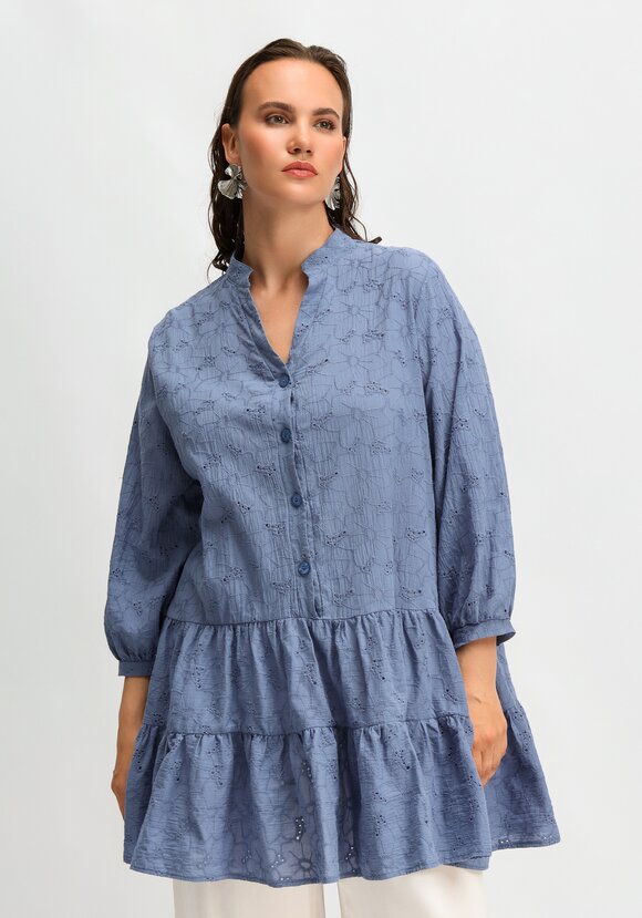 Туника из шитья с ярусами на пуговицах шир.  580, рис. 9