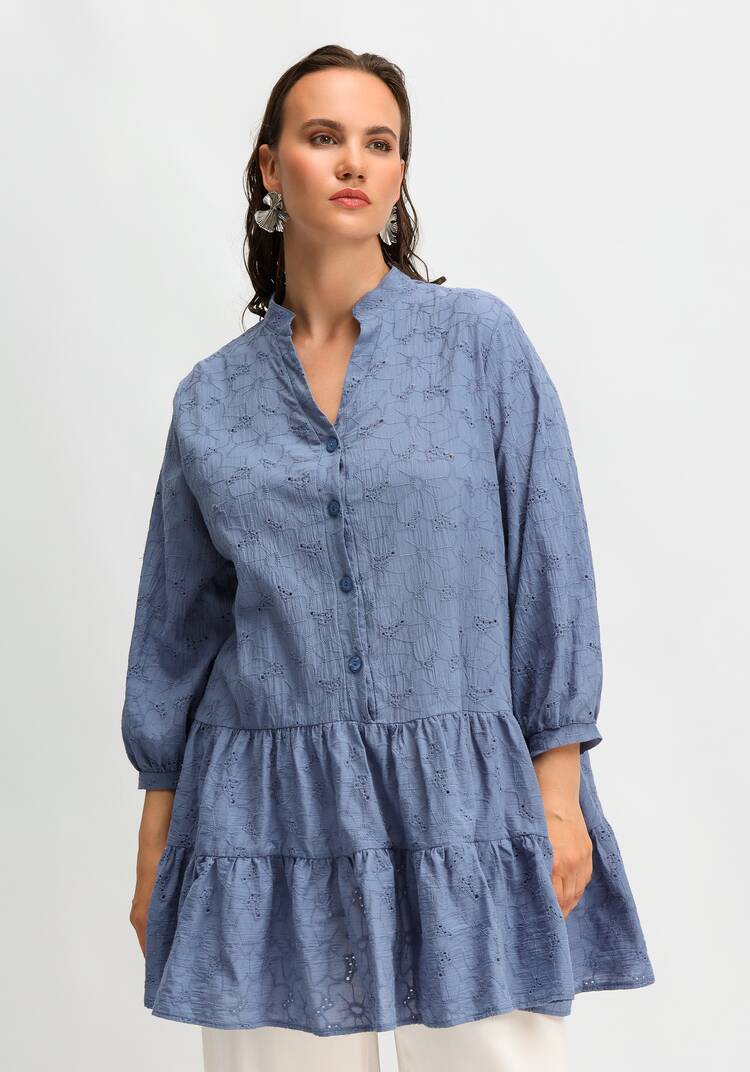 Туника из шитья с ярусами на пуговицах шир.  750, рис. 9