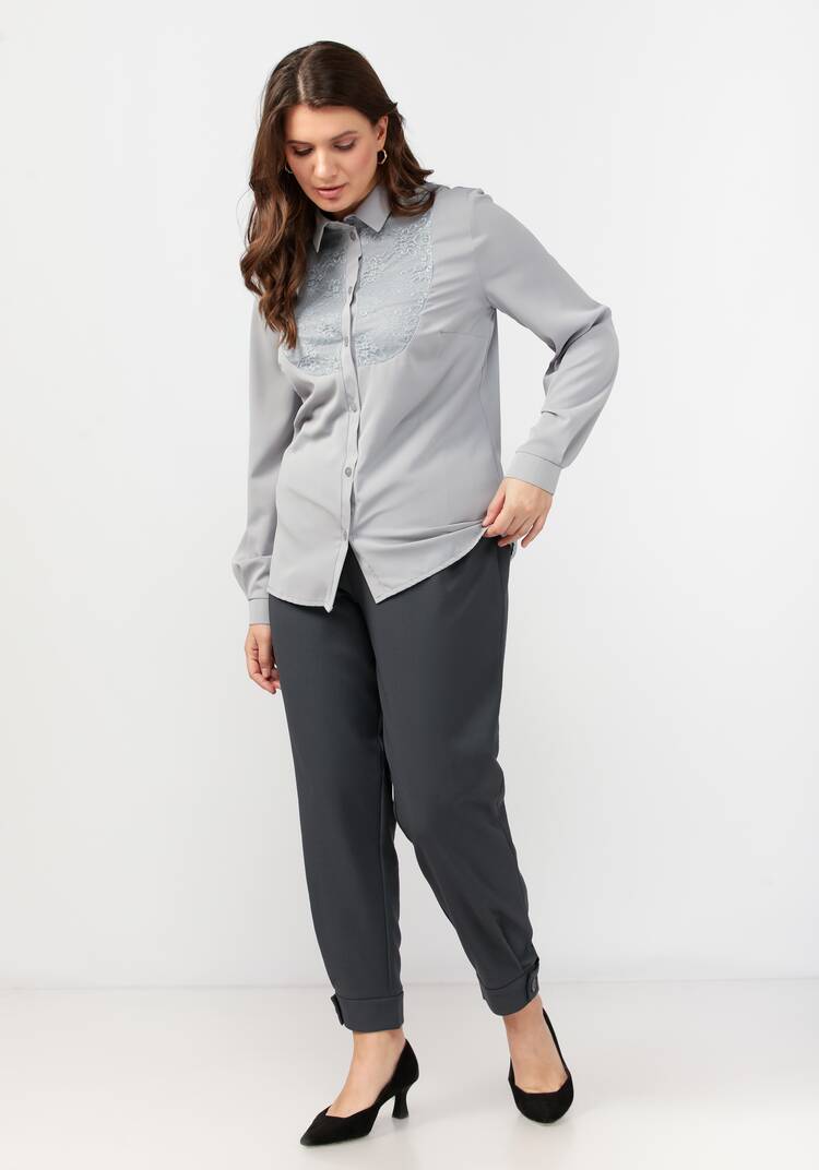 Блуза прямого силуэта с гипюровой вставкой шир.  750, рис. 11