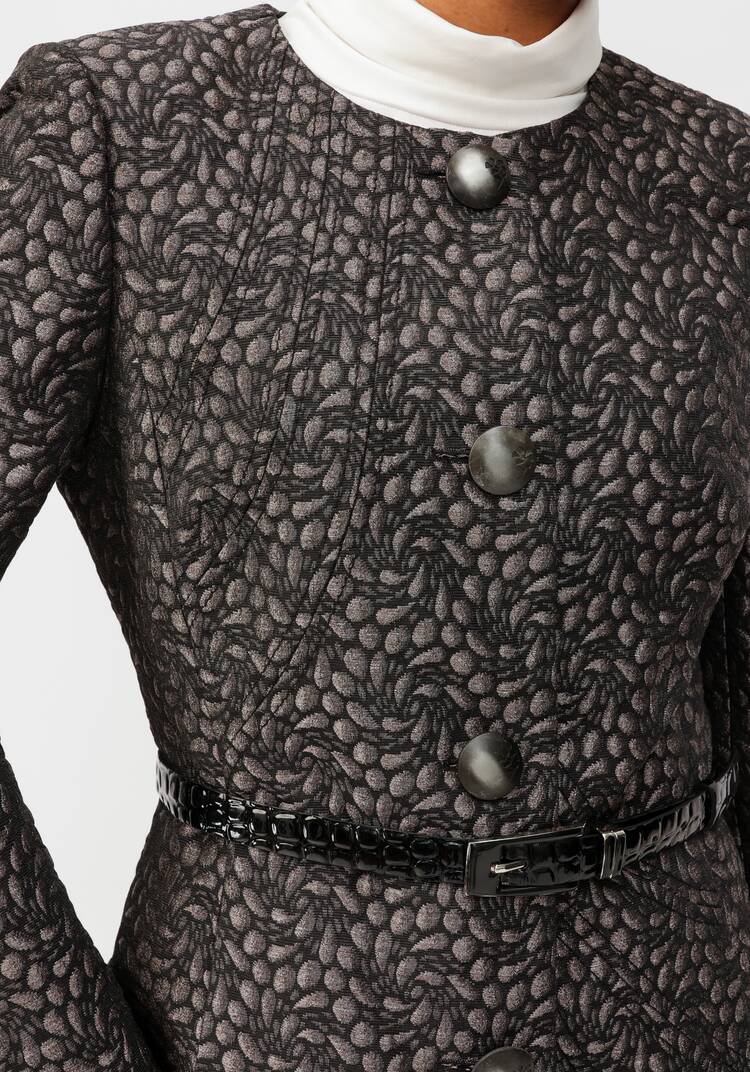 Жаккардовое пальто без воротника шир.  750, рис. 7