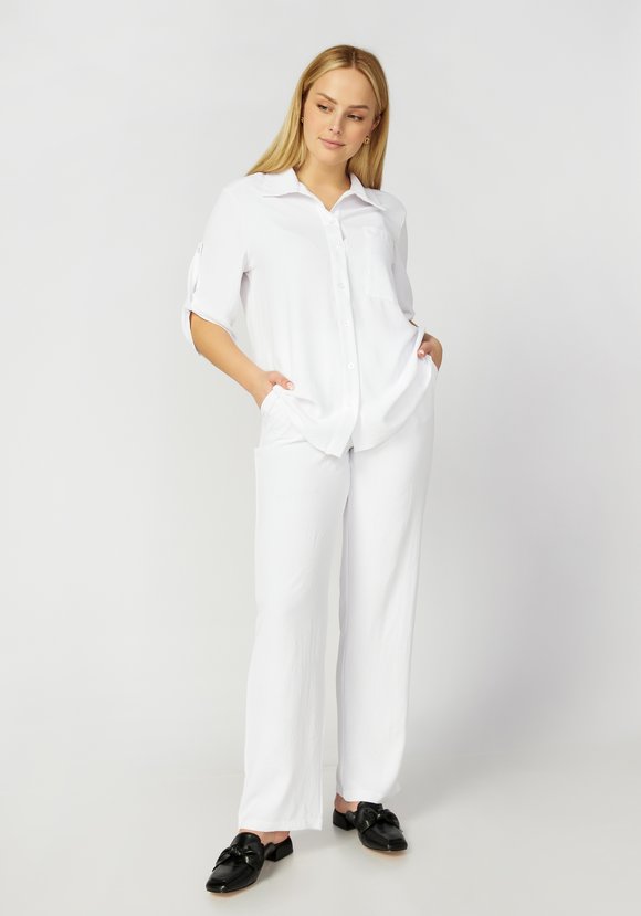 Костюм: блуза на пуговицах и брюки шир.  580, рис. 21