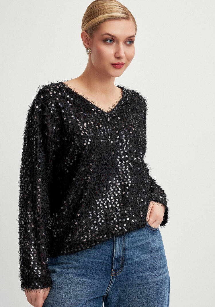 Джемпер с объемным ворсом и паетками шир.  750, рис. 8