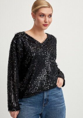 Джемпер с объемным ворсом и паетками