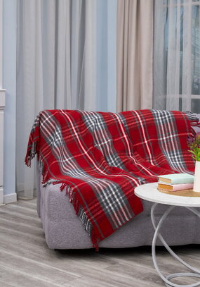 Плед с бахромой Хлопковый жаккард