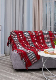 Плед с бахромой Хлопковый жаккард