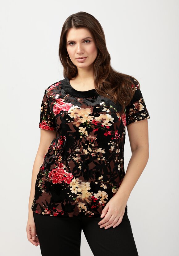 Туника с круглым вырезом и цветочным принтом шир.  580, рис. 1