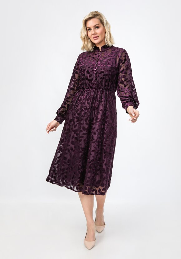 Платье из бархата с воротником-стойкой шир.  580, рис. 7