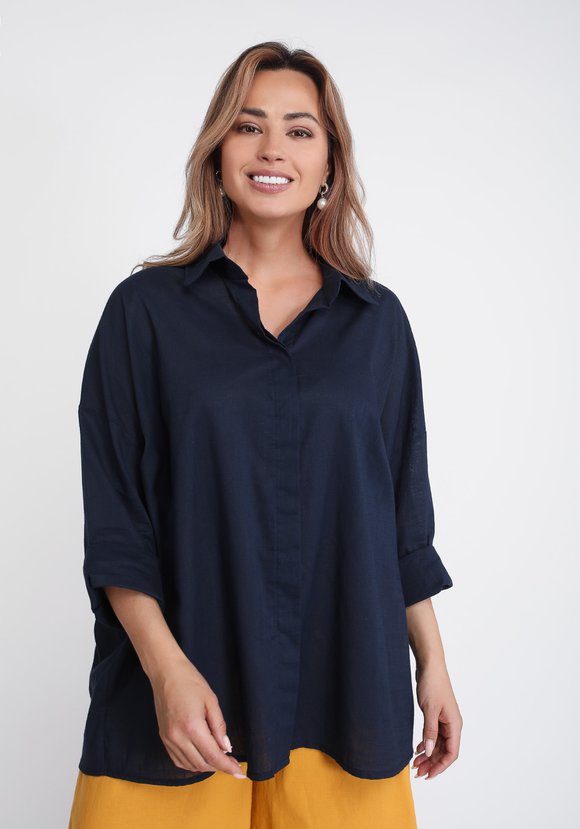 Блуза-рубашка однотонная оверсайз шир.  580, рис. 1