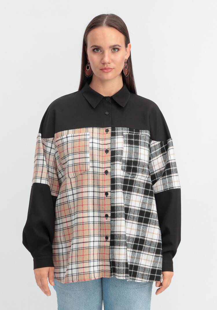 Рубашка из комбинированной клетки шир.  750, рис. 4