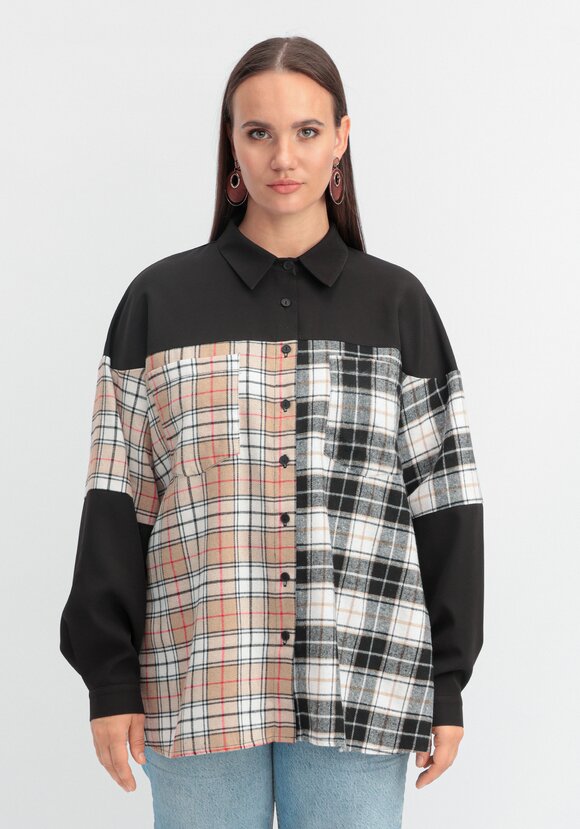 Рубашка из комбинированной клетки шир.  580, рис. 4