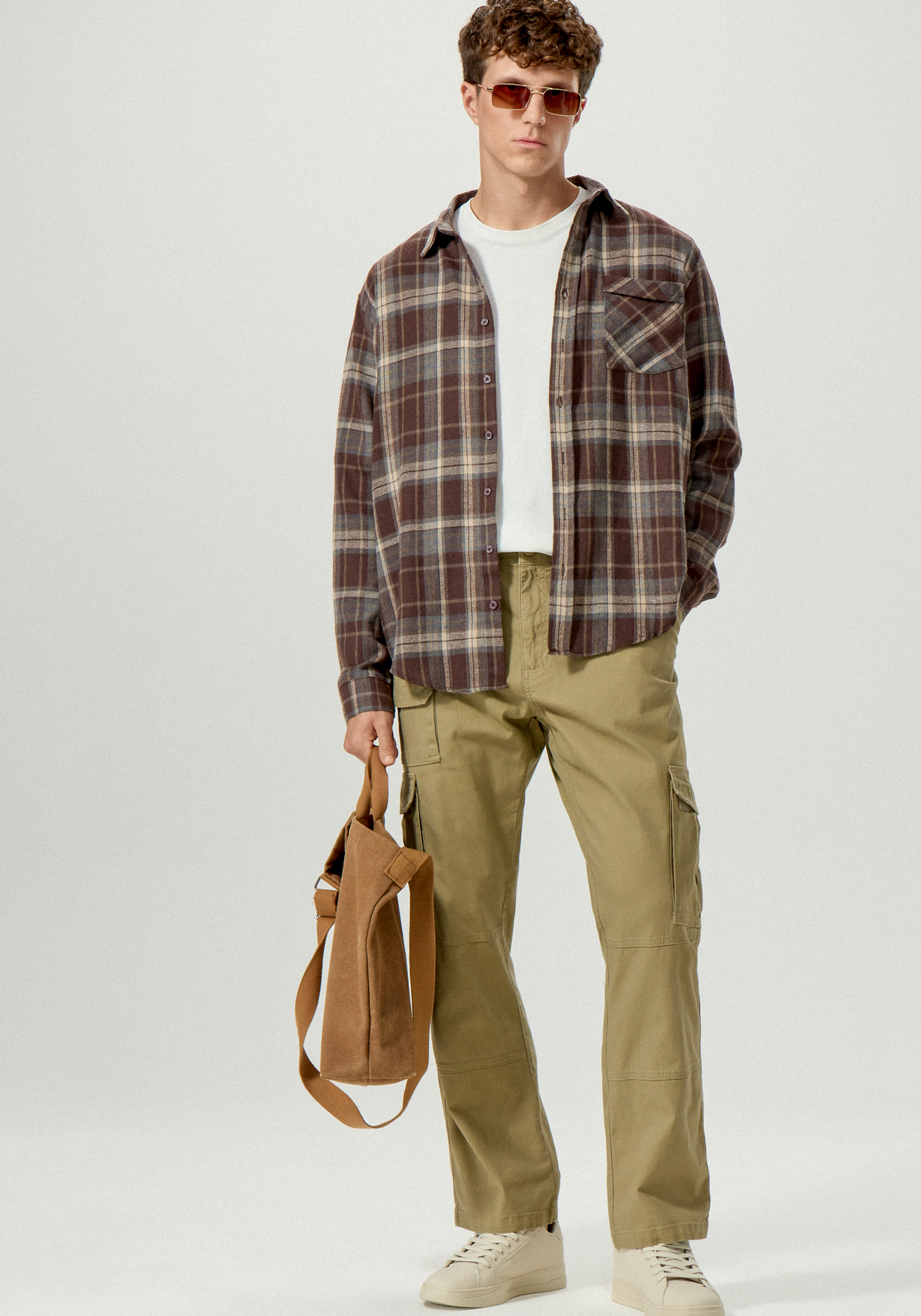 

Брюки карго с накладными карманами, Коричневый