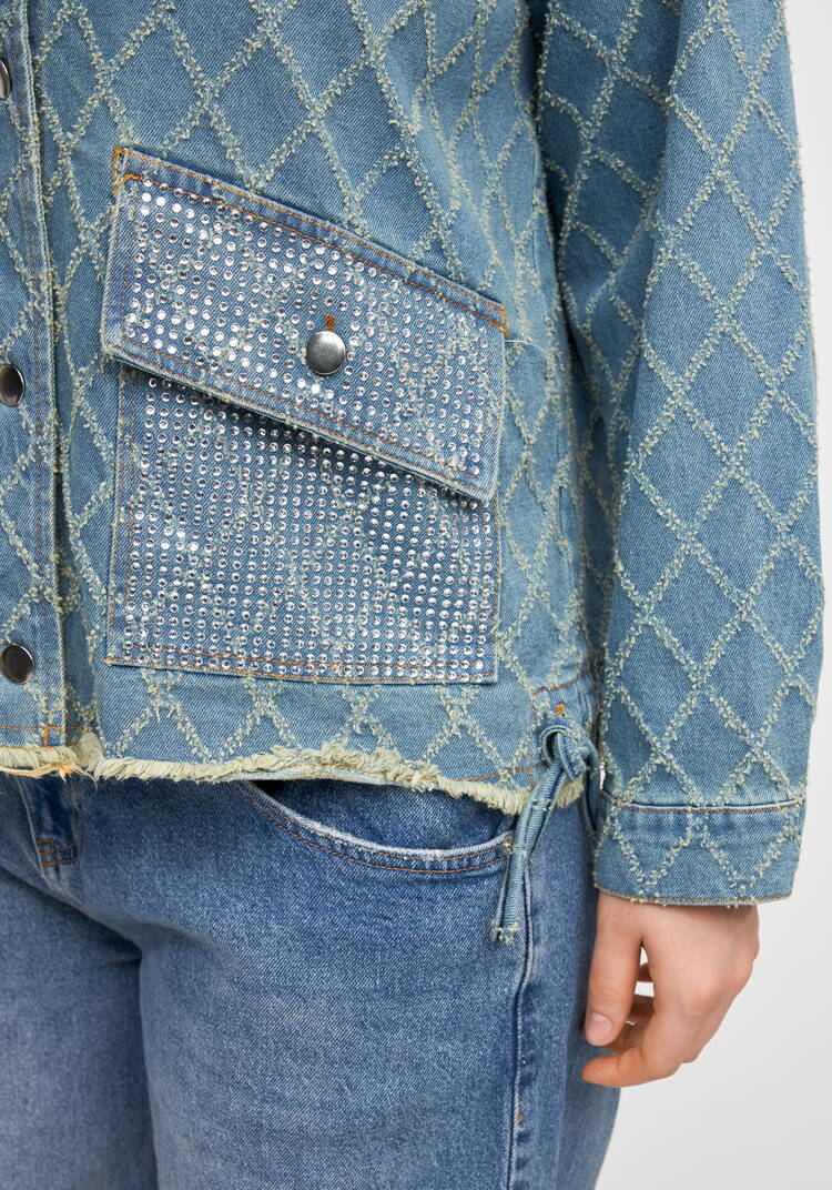 Джинсовая куртка с рисунком из страз шир.  750, рис. 6