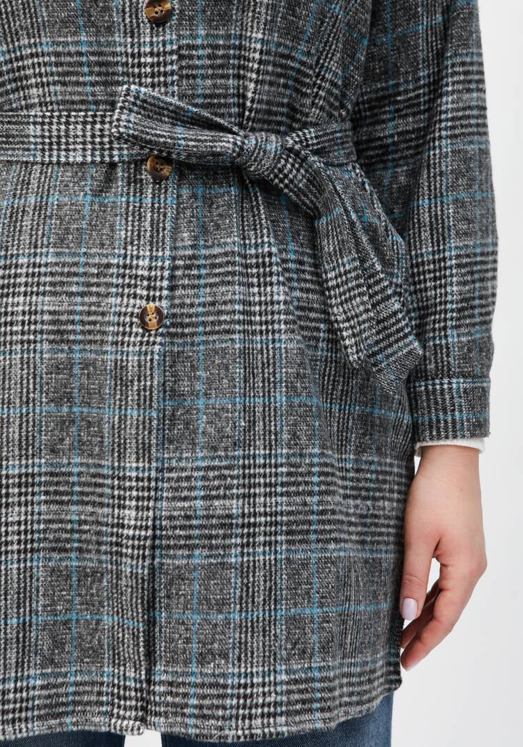 Рубашка в клетку удлиненная с поясом шир.  750, рис. 11