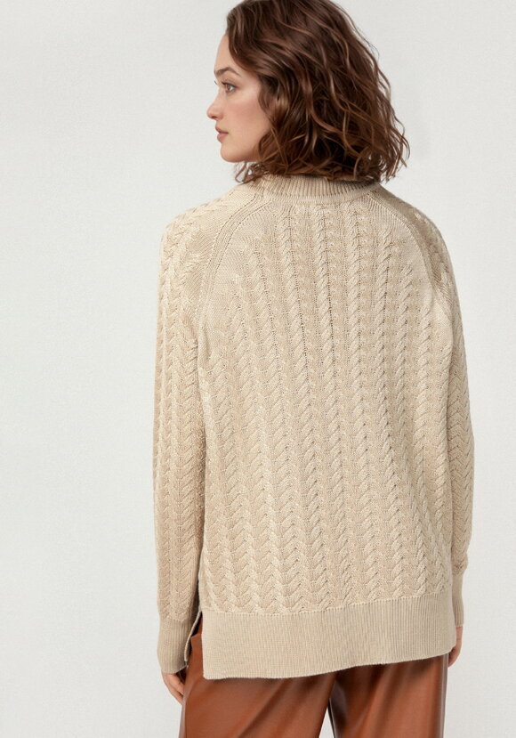 Свитер вязаный с косами и высоким горлом шир.  580, рис. 33