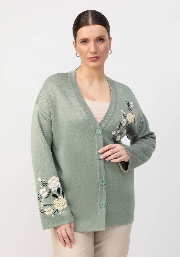 Кардиган с цветочным акцентом шир.  750, рис. 1
