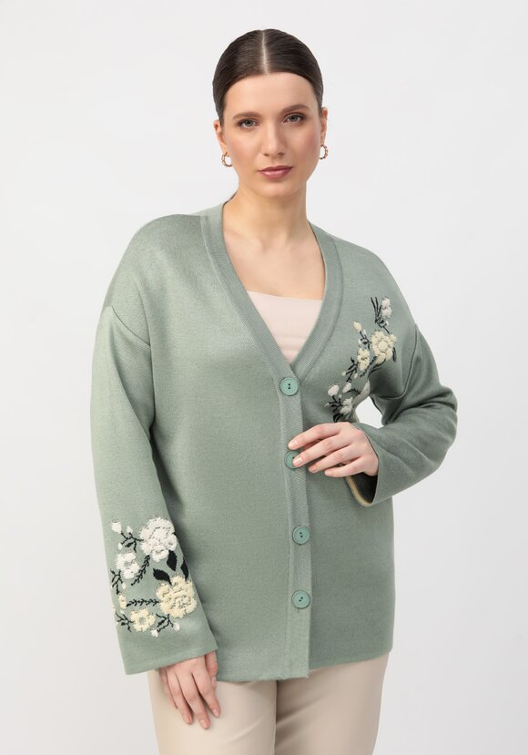 Кардиган с цветочным акцентом шир.  580, рис. 1