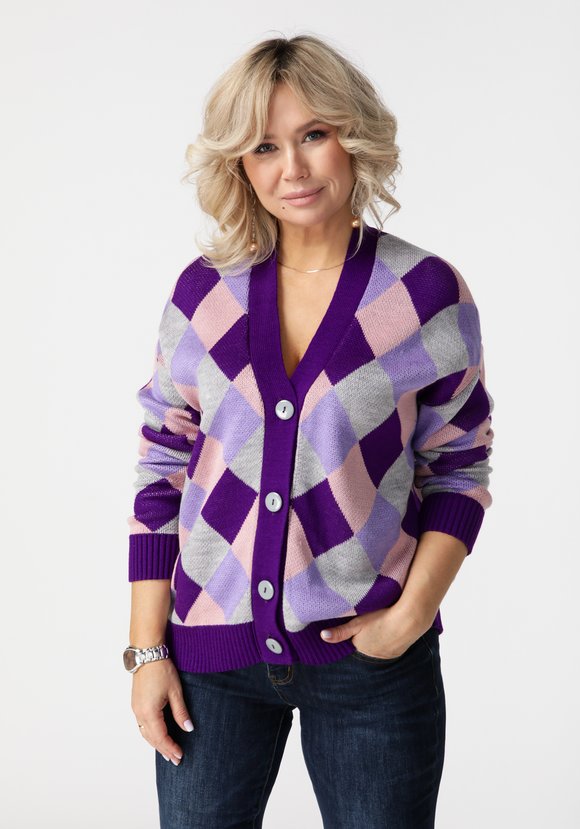 Кардиган Яркие ромбы шир.  580, рис. 25