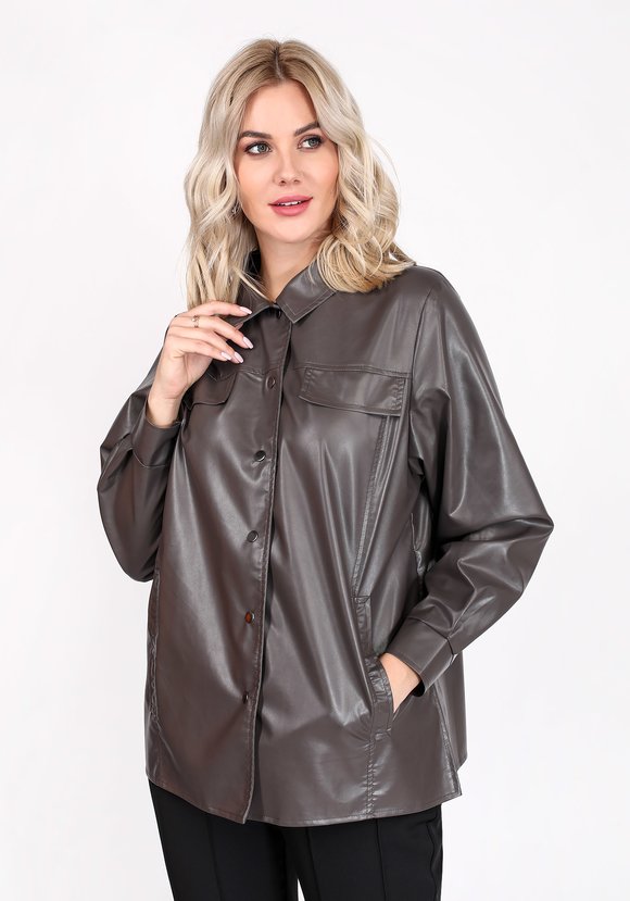 Рубашка из экокожи на кнопках шир.  580, рис. 8