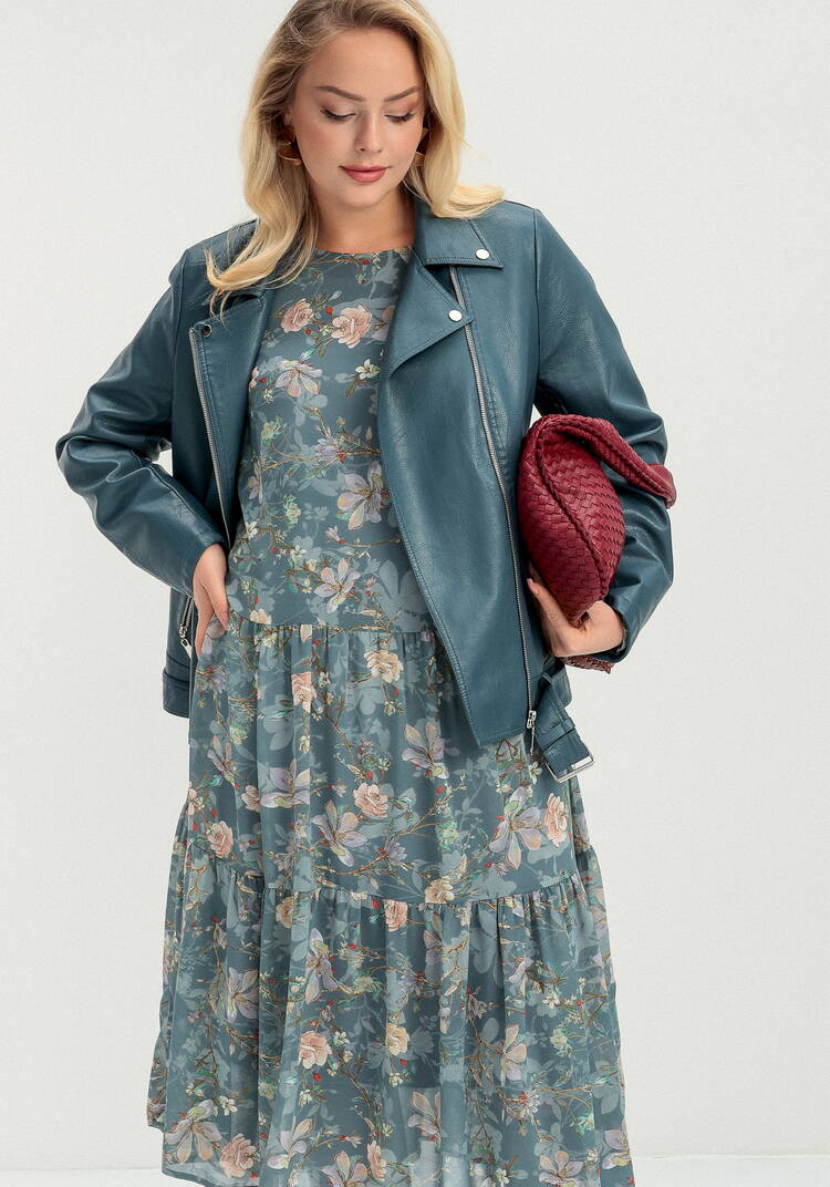 Платье ярусное с цветочным принтом шир.  750, рис. 9