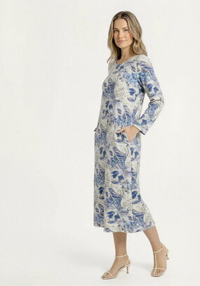 Платье прямого кроя изо льна с принтом