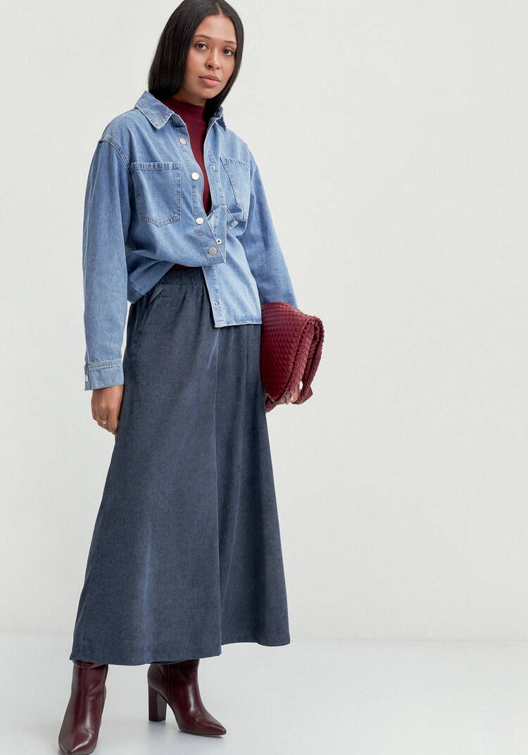 Юбка-брюки из микровельвета шир.  750, рис. 24