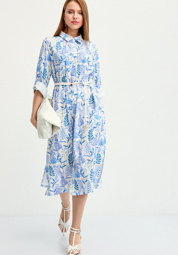 Платье-рубашка изо льна с принтом шир.  580, рис. 17