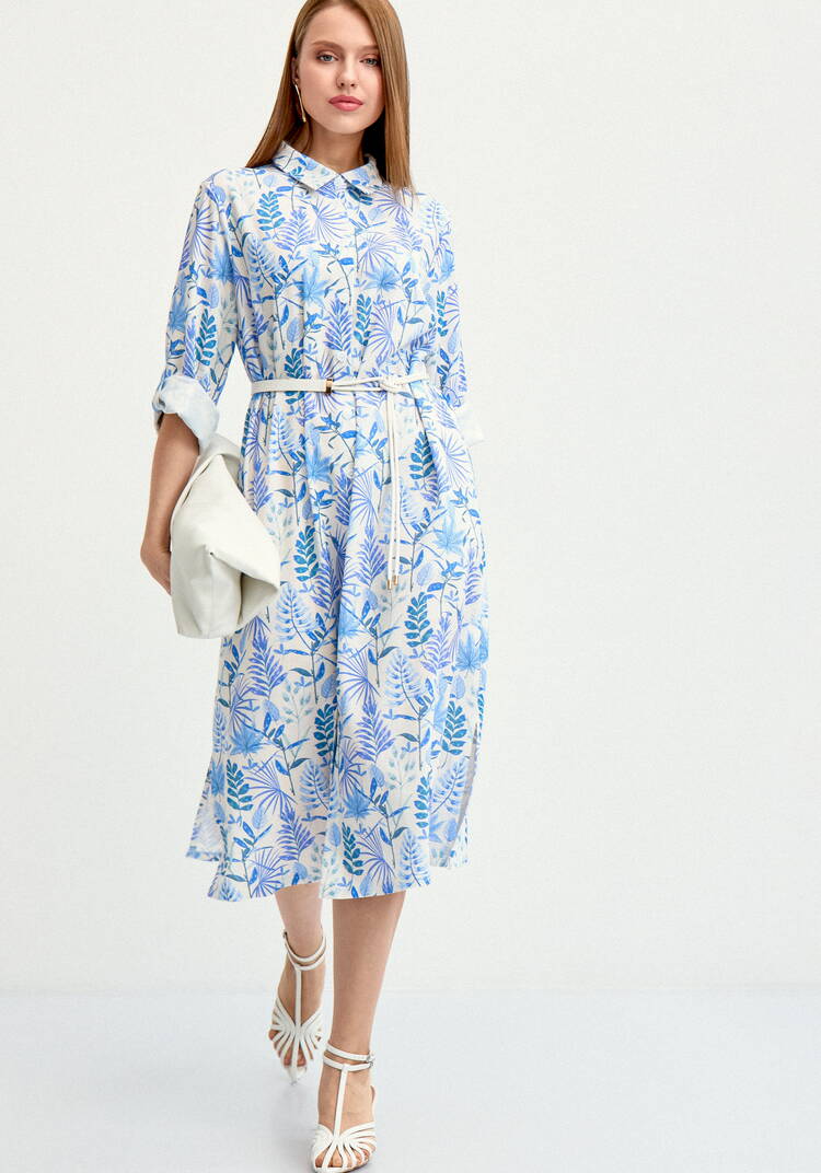 Платье-рубашка изо льна с принтом шир.  750, рис. 17