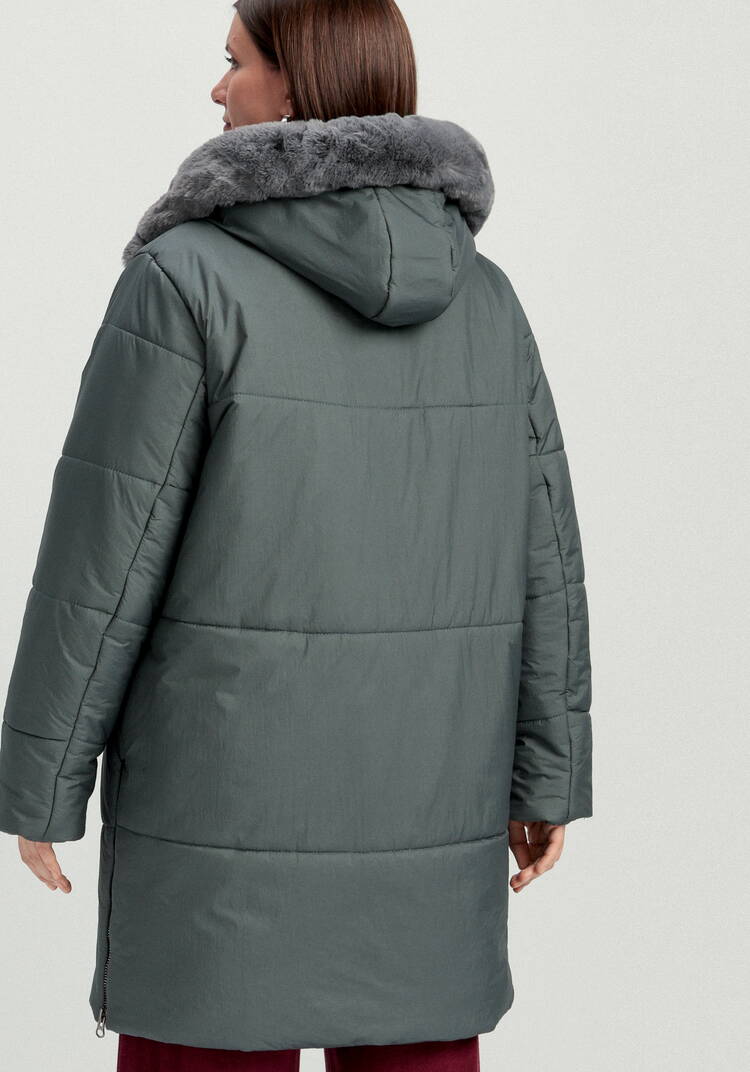 Пальто удлиненное с меховым капюшоном шир.  750, рис. 13