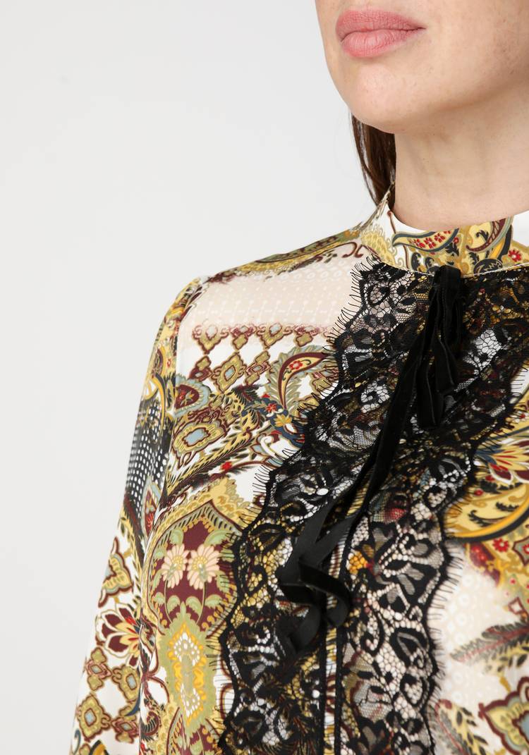 Туника с геометрическим принтом и кружевом шир.  750, рис. 8