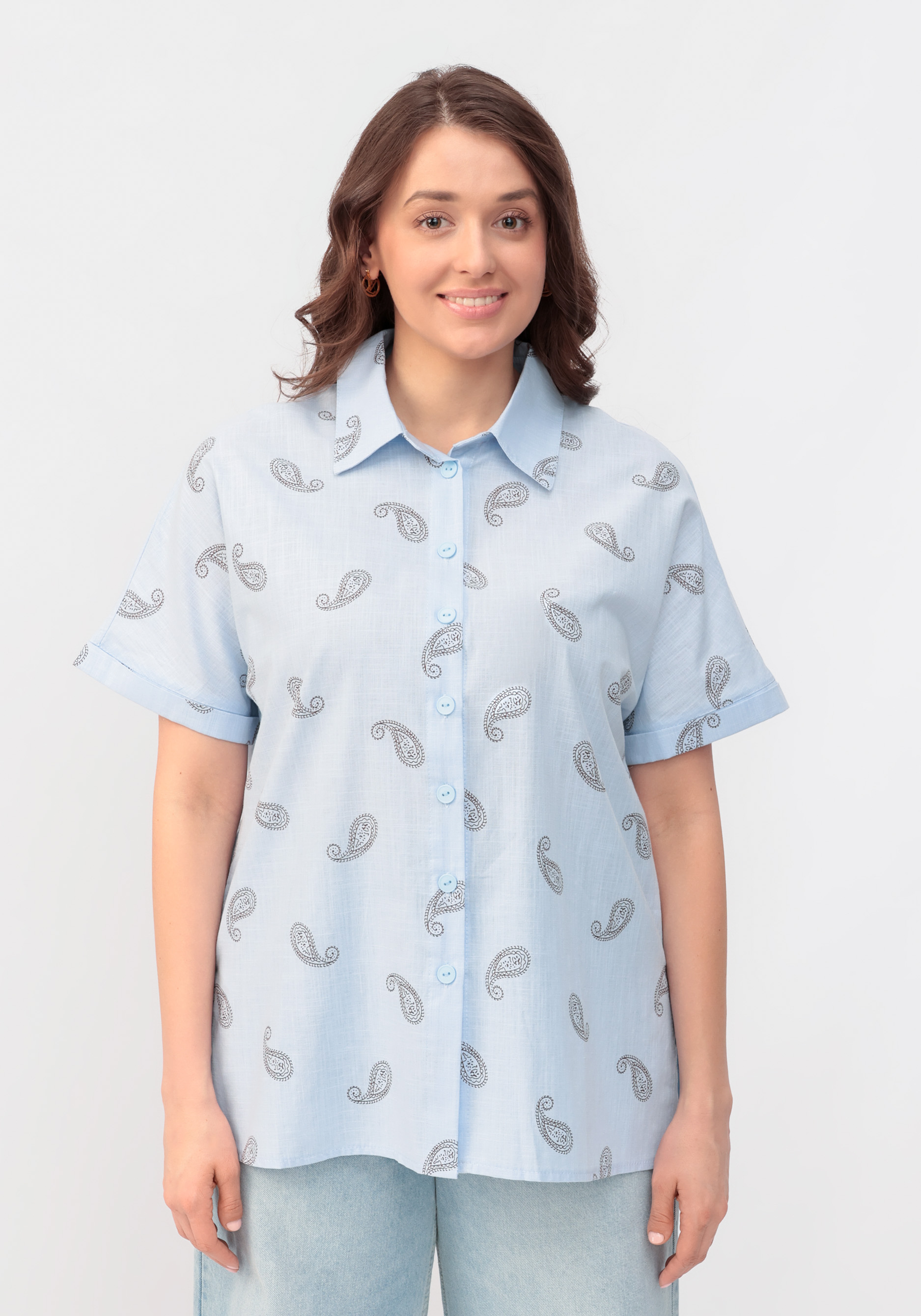 Рубашка c коротким рукавом "Оливия" Edsel Krause, цвет голубой, размер 52 - фото 5