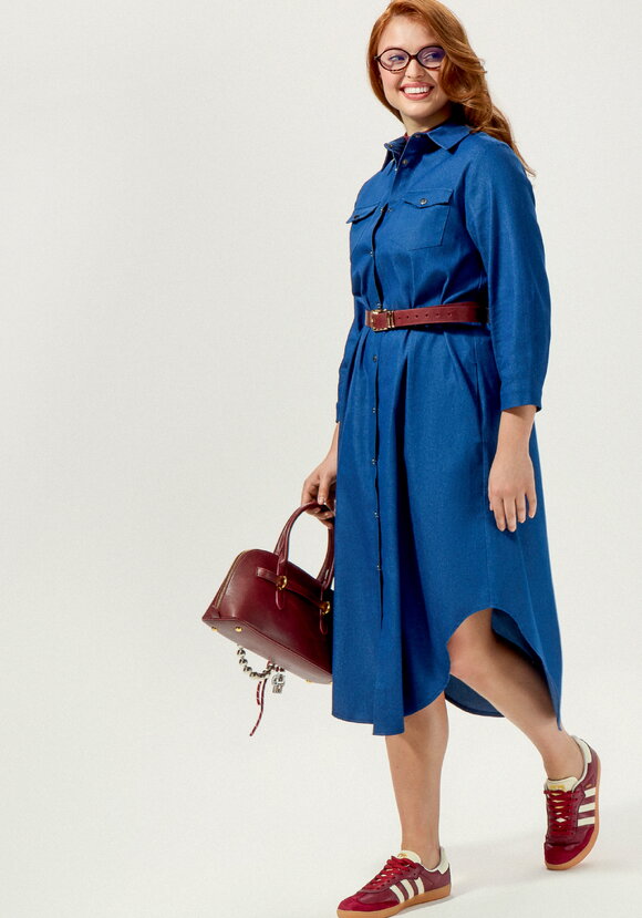 Платье-рубашка А-силуэта на кнопках шир.  580, рис. 2
