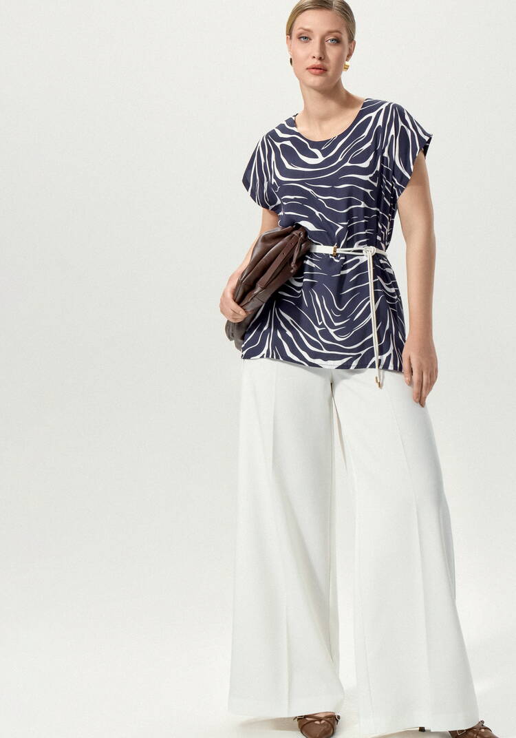 Блуза свободная с полосатым принтом шир.  750, рис. 7