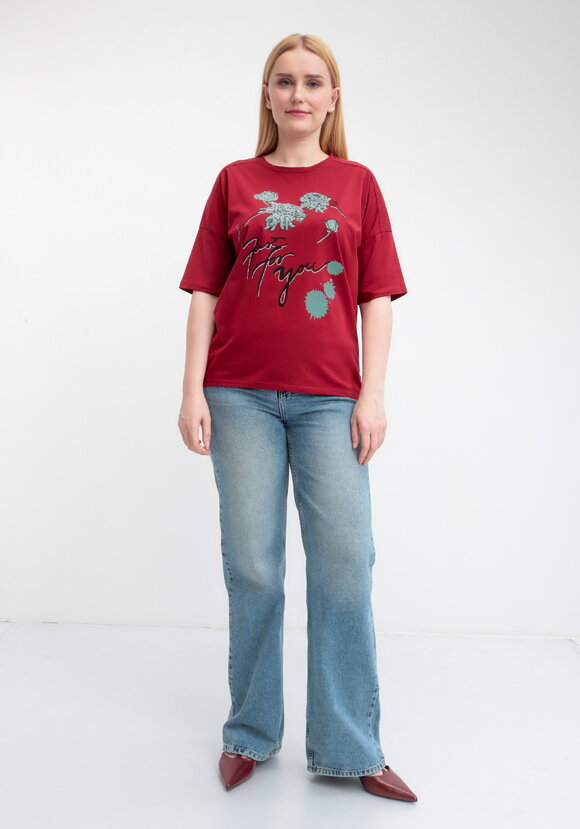 Футболка с принтом и рукавом 3/4 шир.  580, рис. 35