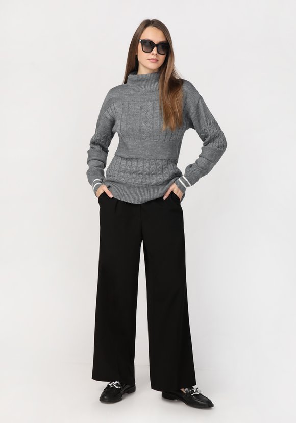 Свитер женский с эффектом структурных кос шир.  580, рис. 4