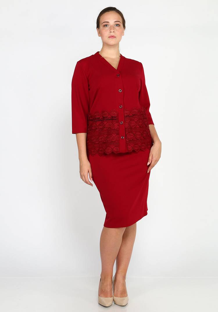 Костюм:юбка и пиджак с кружевной отделкой шир.  750, рис. 1