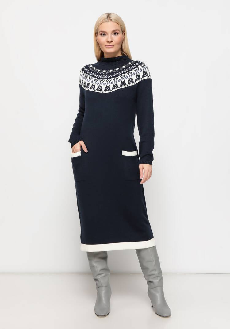 Платье вязаное со скандинавским рисунком шир.  750, рис. 16