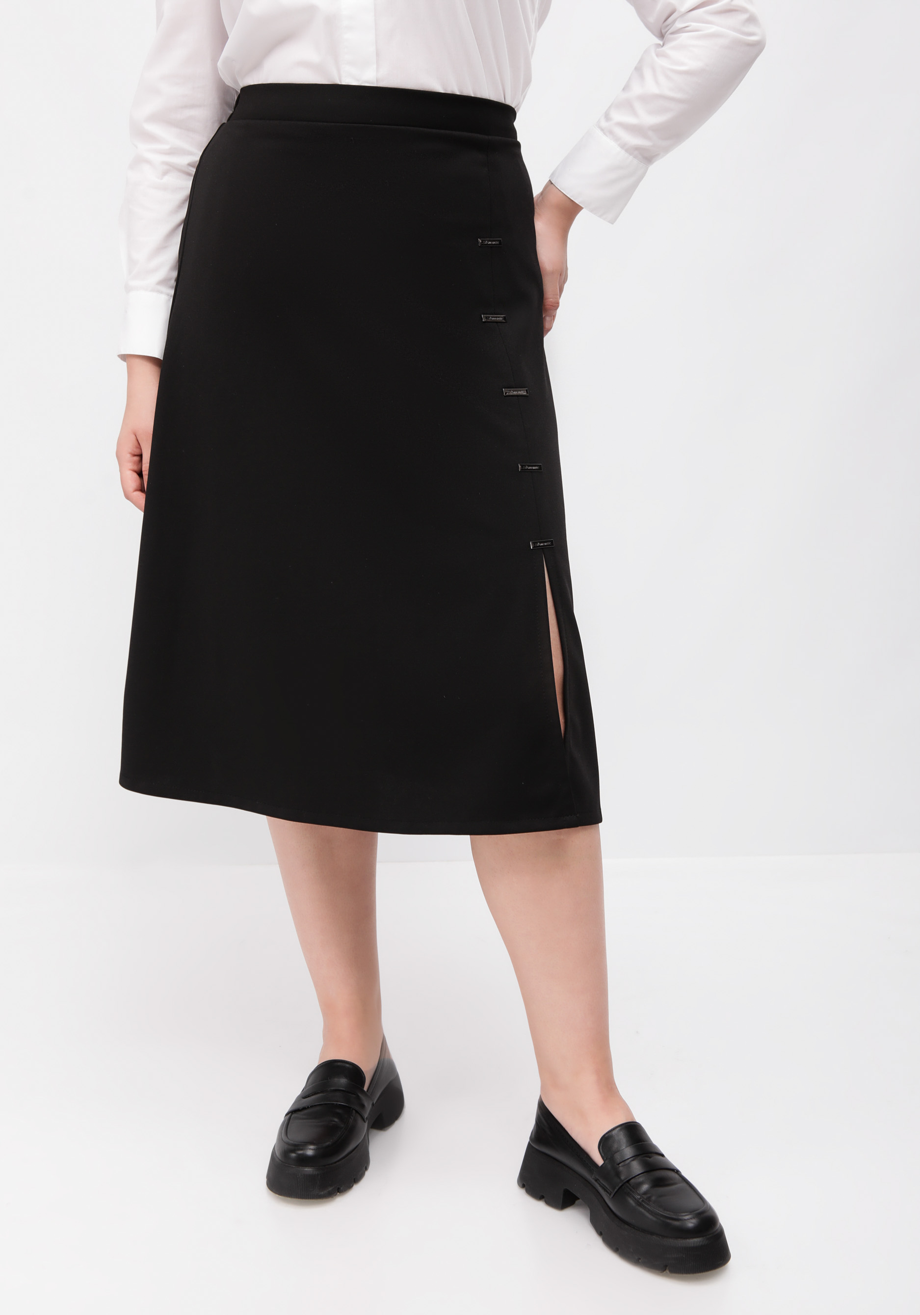 

Юбка А-образного силуэта с пуговицами, Черный