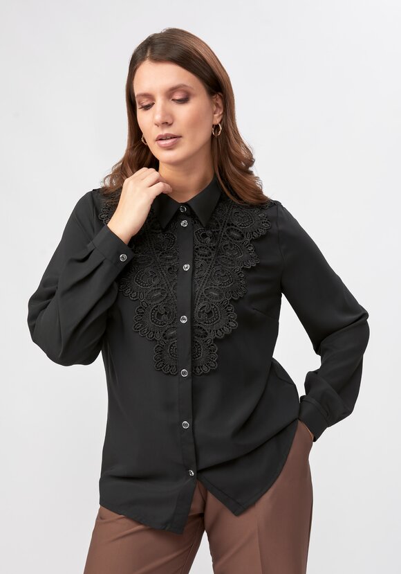 Блуза прямого кроя с ажурным кружевом шир.  580, рис. 16