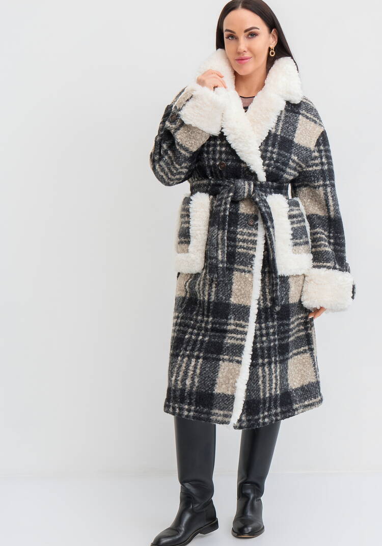 Пальто-эко в клетку шир.  750, рис. 1