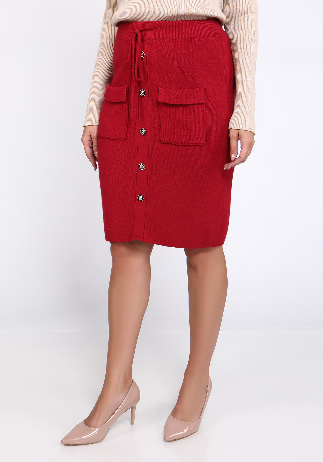 Женская юбка с карманами "Яркий образ", размер 52, цвет красный - фото 2