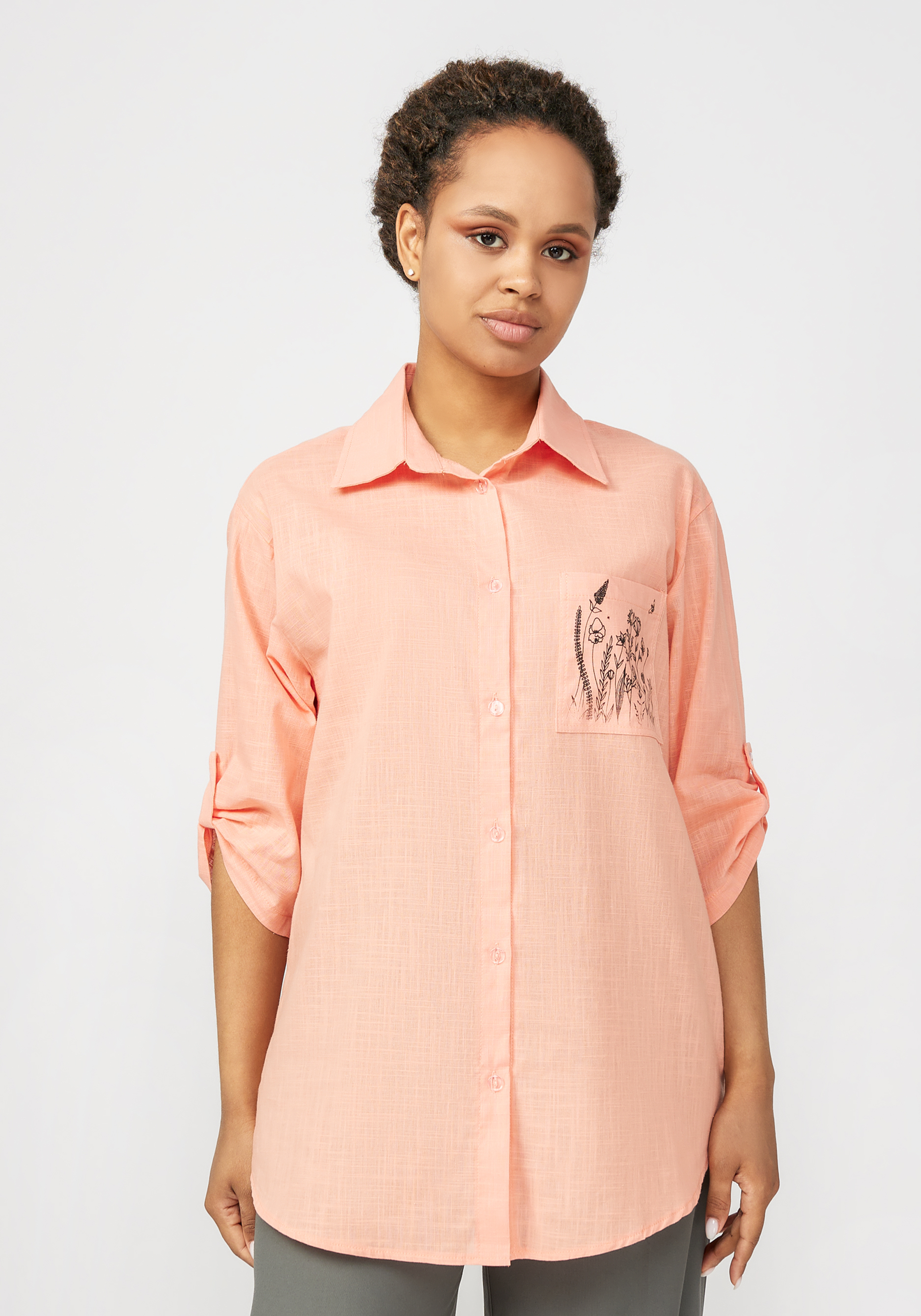 Блуза с патами на рукавах и принтом "Ирен" Simple Story, цвет розовый, размер 64 - фото 9